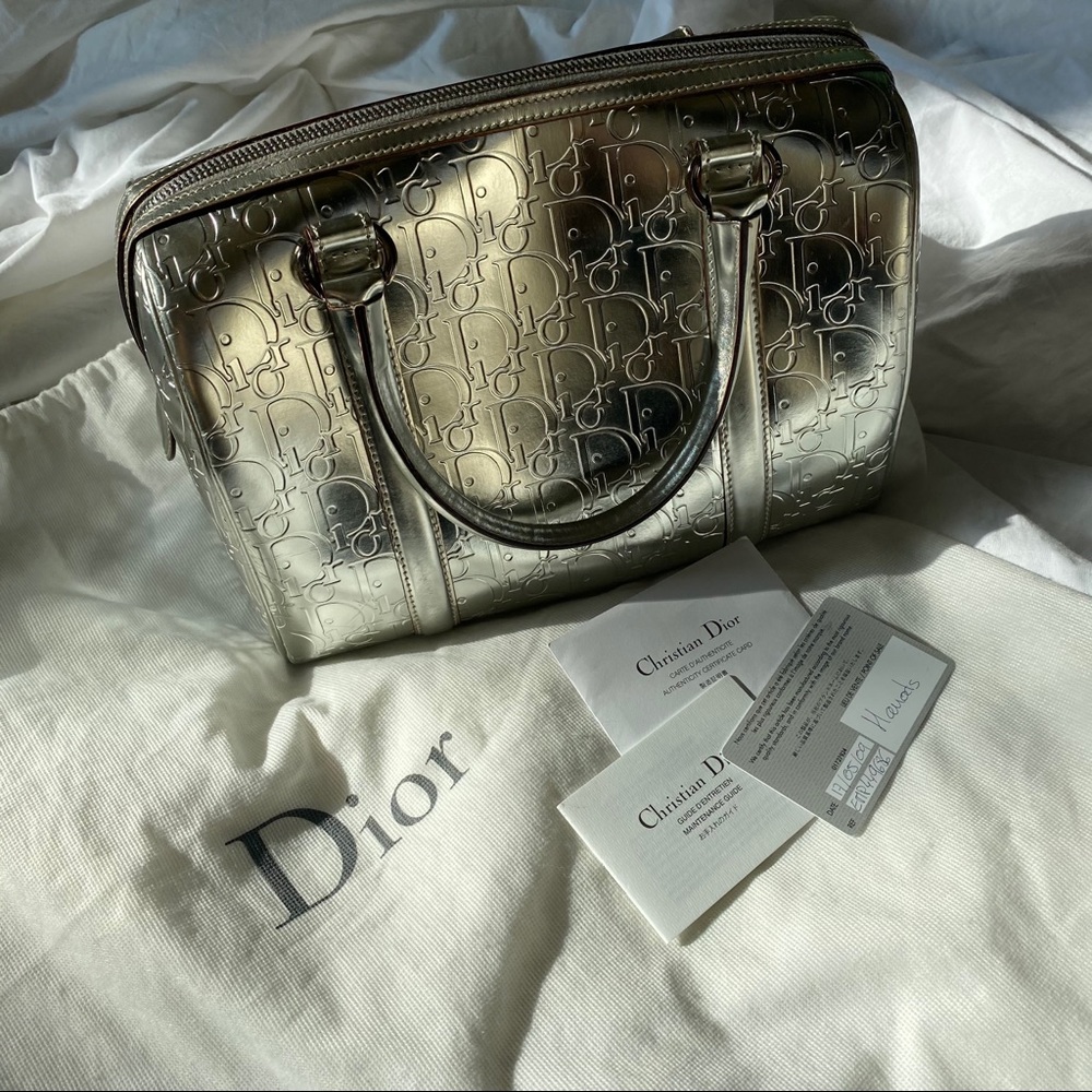 Dior sliver monogram Boston bag